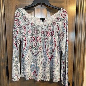 Talbots Burgandy and Blue Paisley Blouse